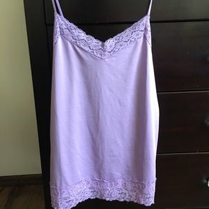 Women’s WHBM Lavender Lace Trimmed Tank Top Sz XL